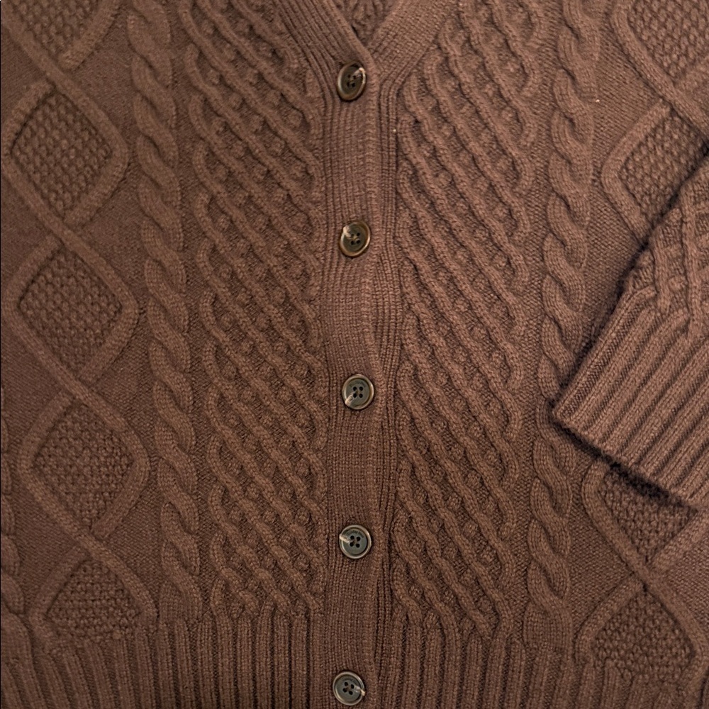 Sunday Best Chocolate Cable Knit Cardigan NWT - Picture 3 of 6